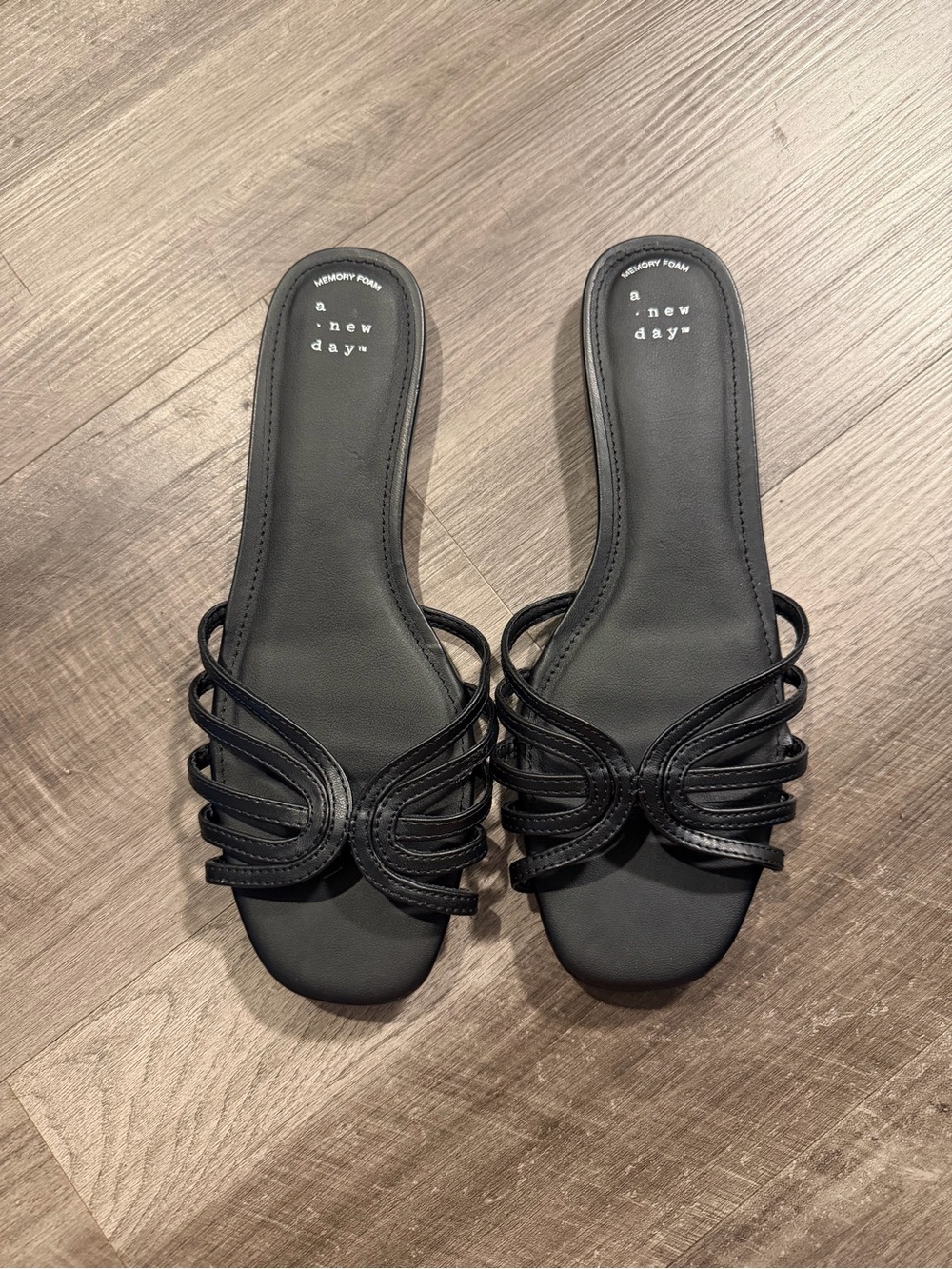 a new day Black Multi-Strap Slide Mules